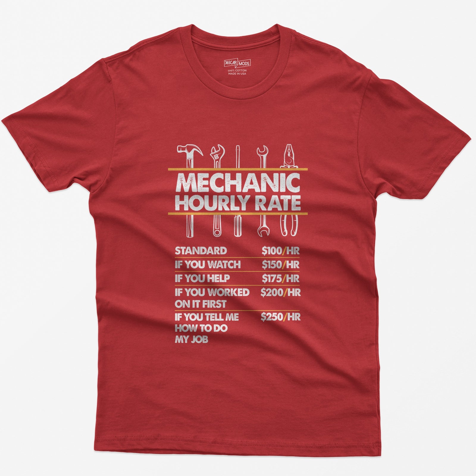 Mechanic Hour Rate T-Shirt - Red