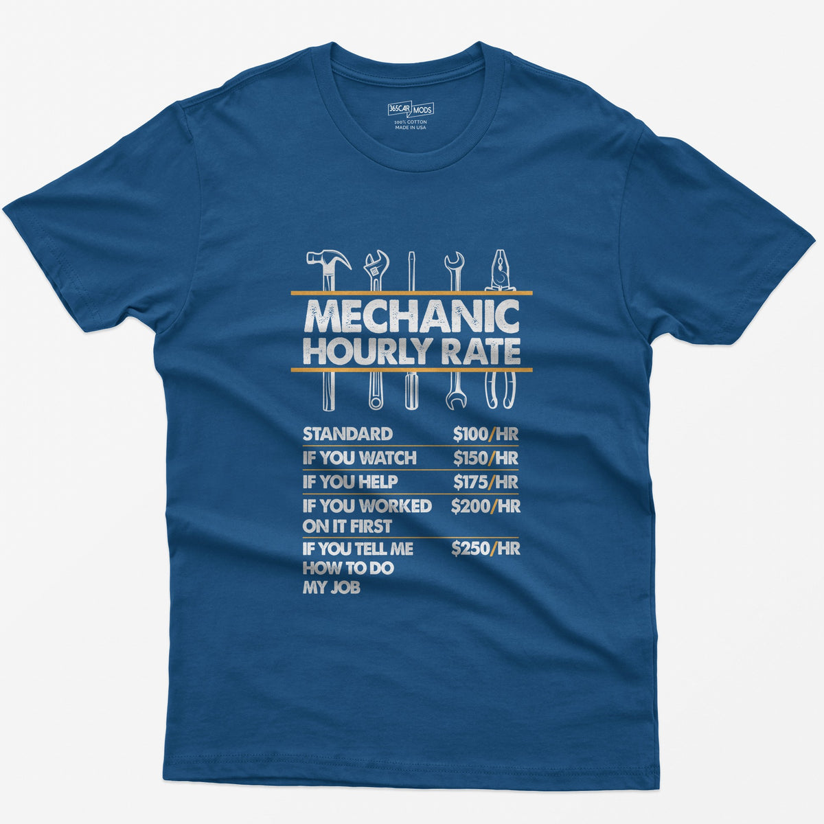 Mechanic Hour Rate T-Shirt - Royal