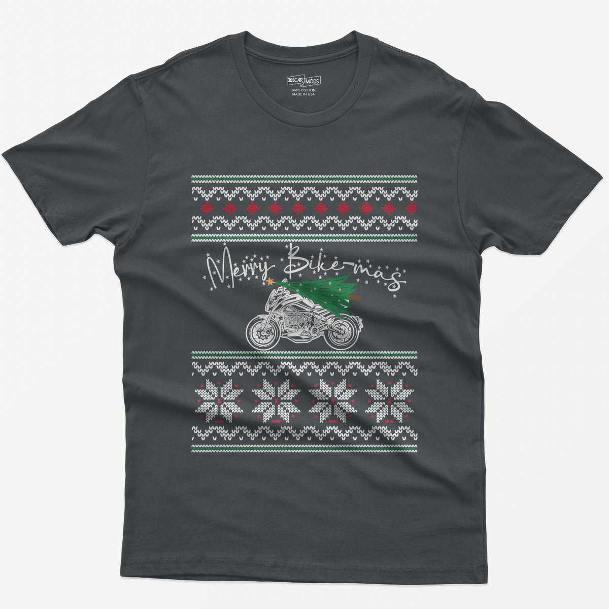 Merry Bike-mas Motorcycle Christmas T-Shirt - Charcoal