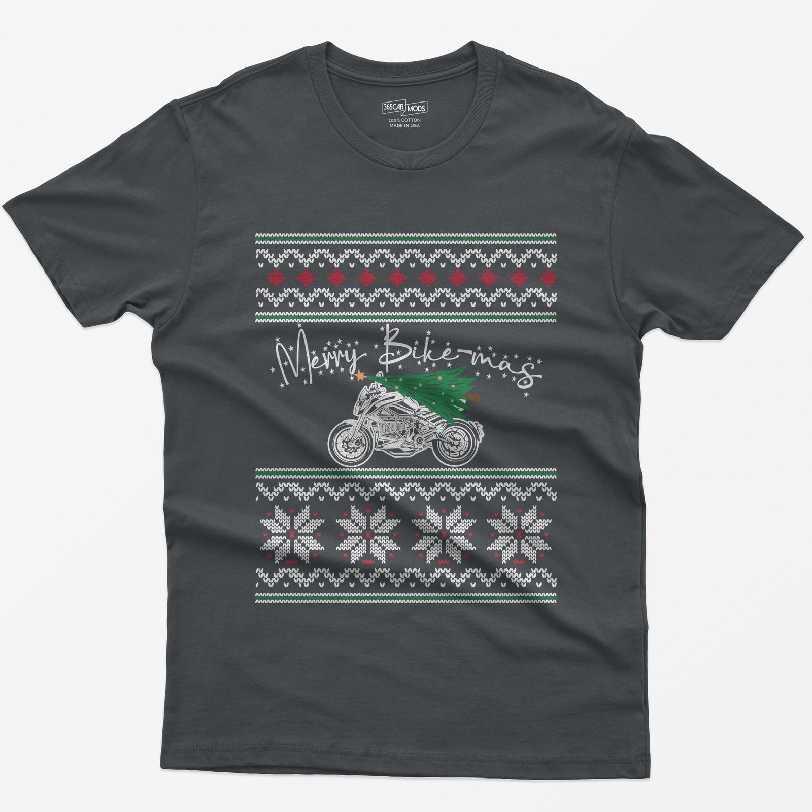 Merry Bike-mas Motorcycle Christmas T-Shirt - Charcoal