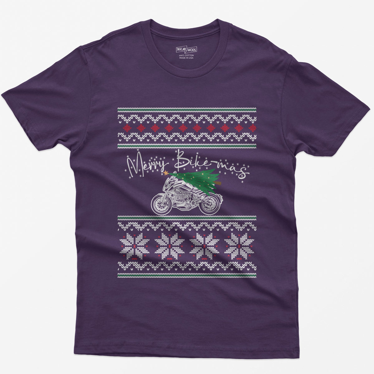 Merry Bike-mas Motorcycle Christmas T-Shirt - Purple