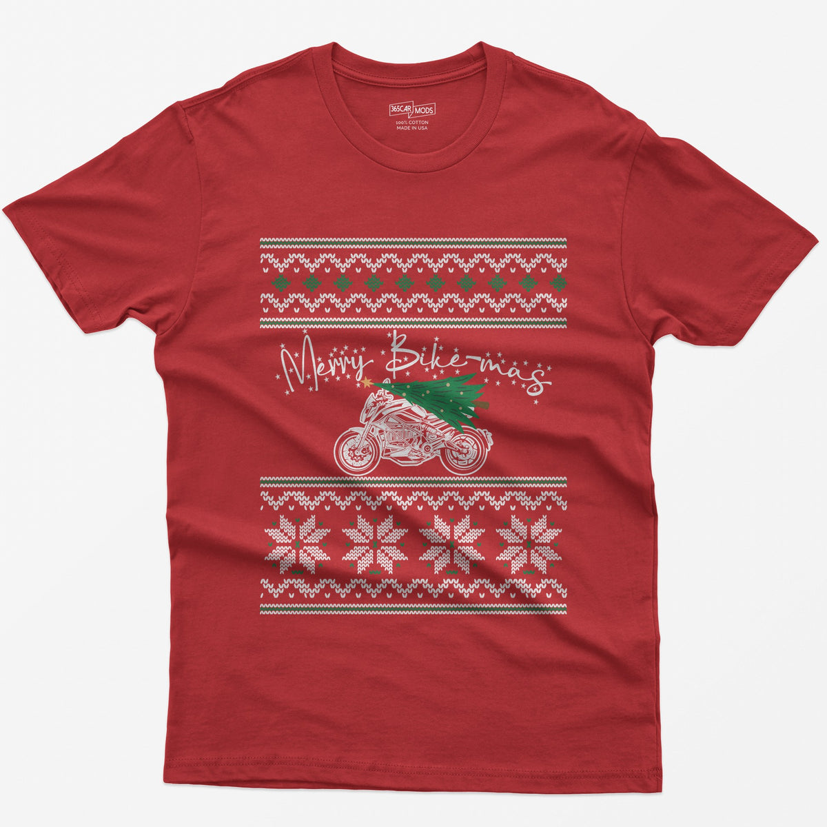 Merry Bike-mas Motorcycle Christmas T-Shirt - Red