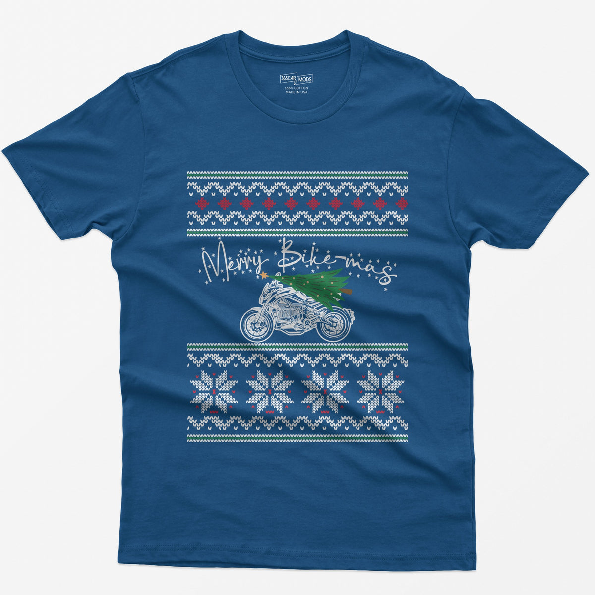 Merry Bike-mas Motorcycle Christmas T-Shirt - Royal