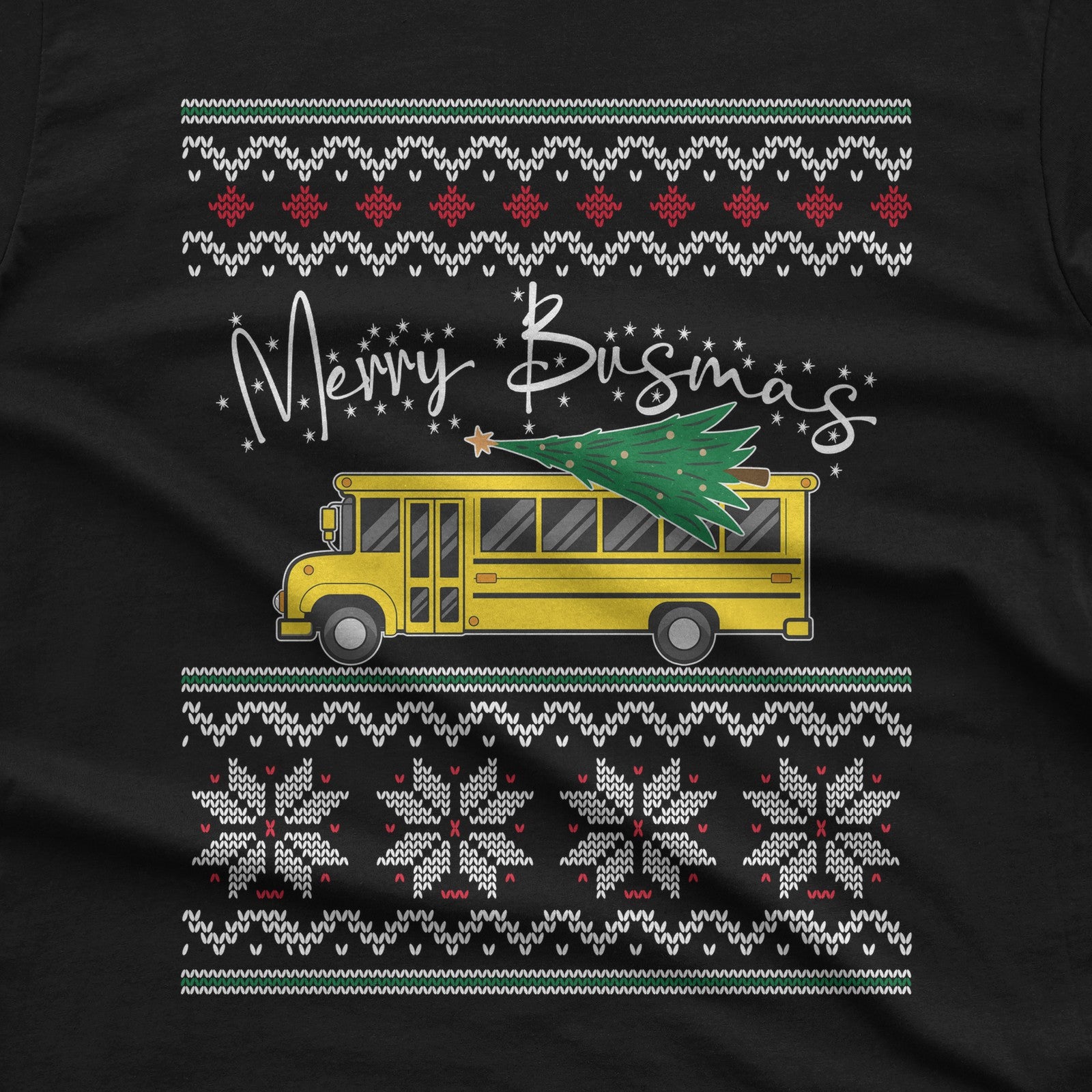 Merry Busmas School Bus Christmas T-Shirt