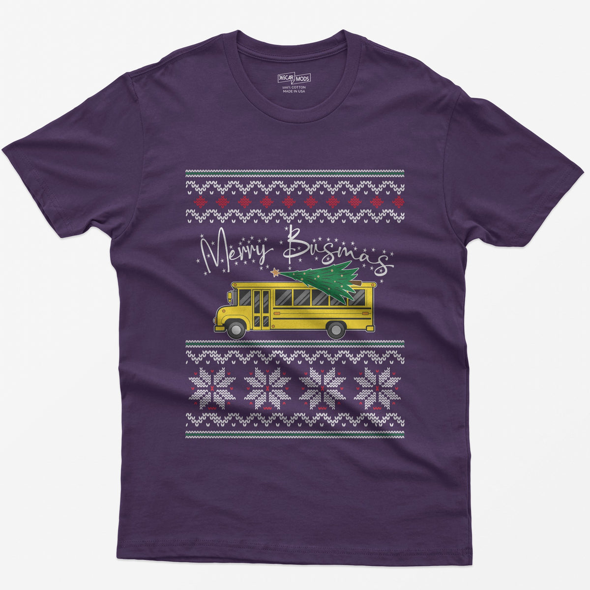 Merry Busmas School Bus Christmas T-Shirt - Purple