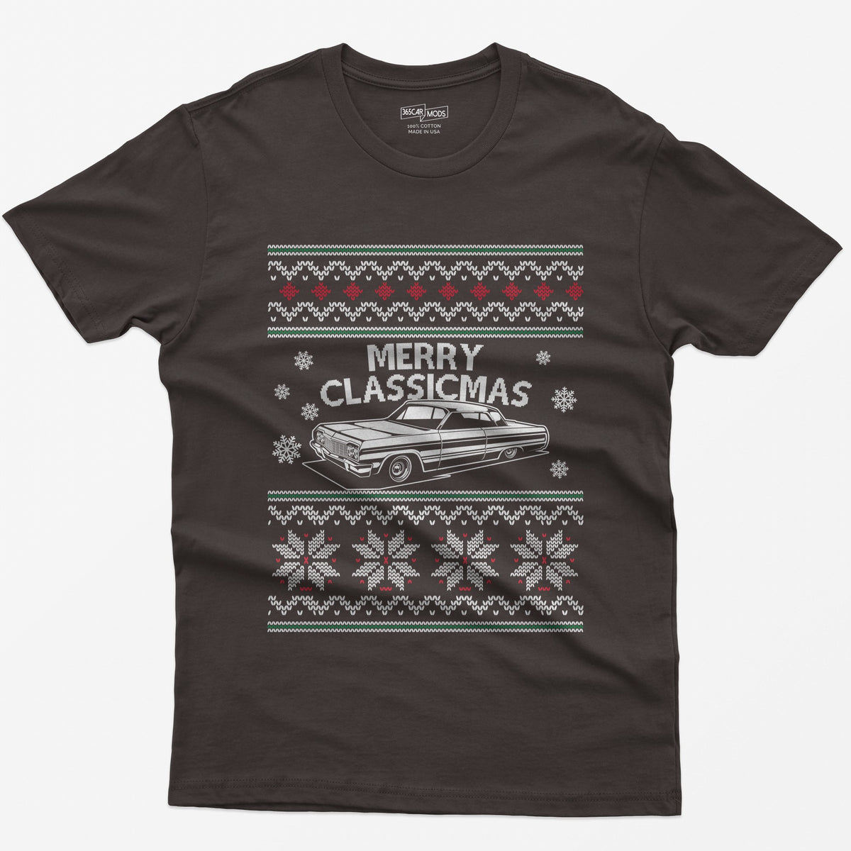Merry Classicmas Lowrider Christmas T-Shirt - Dark Chocolate
