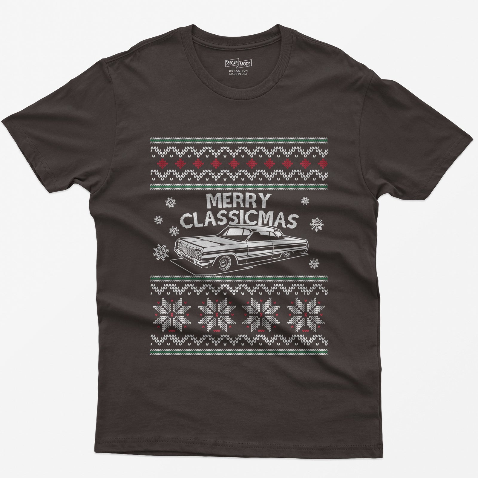 Merry Classicmas Lowrider Christmas T-Shirt - Dark Chocolate