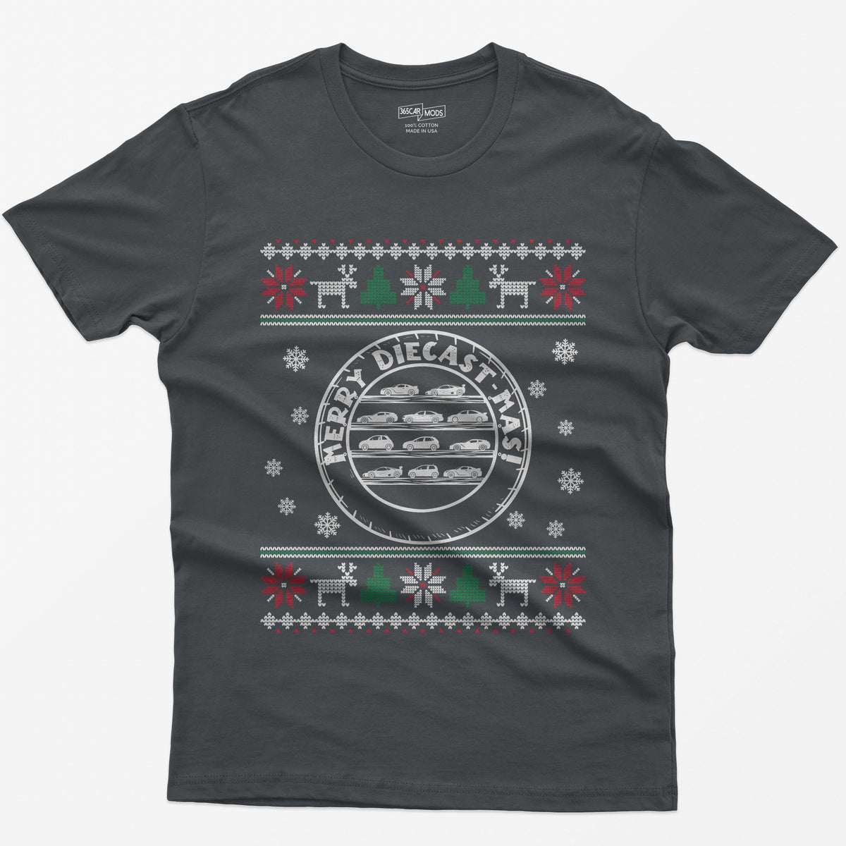 Merry Diecast-mas Display Case Christmas T-Shirt - Charcoal