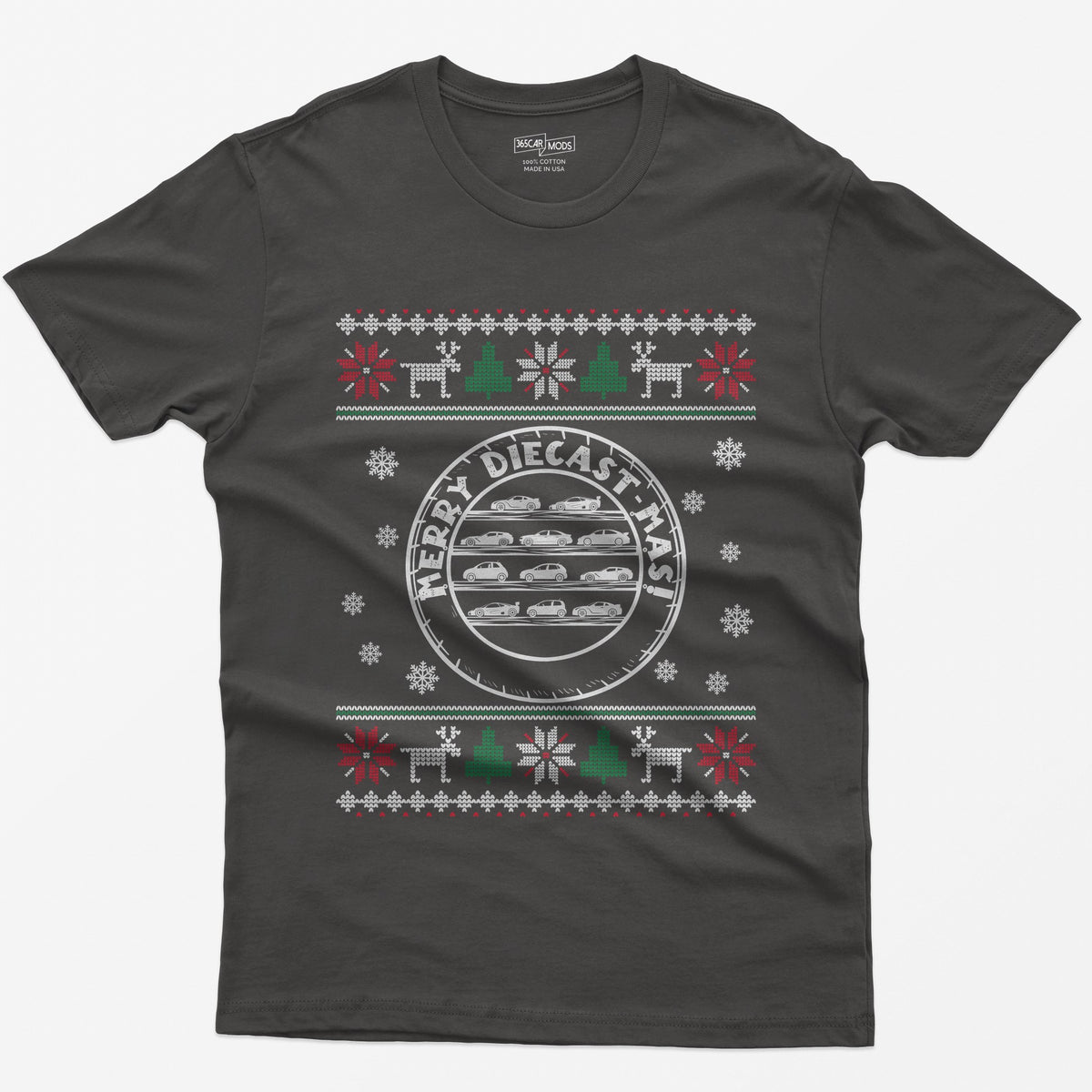 Merry Diecast-mas Display Case Christmas T-Shirt - Dark Heather