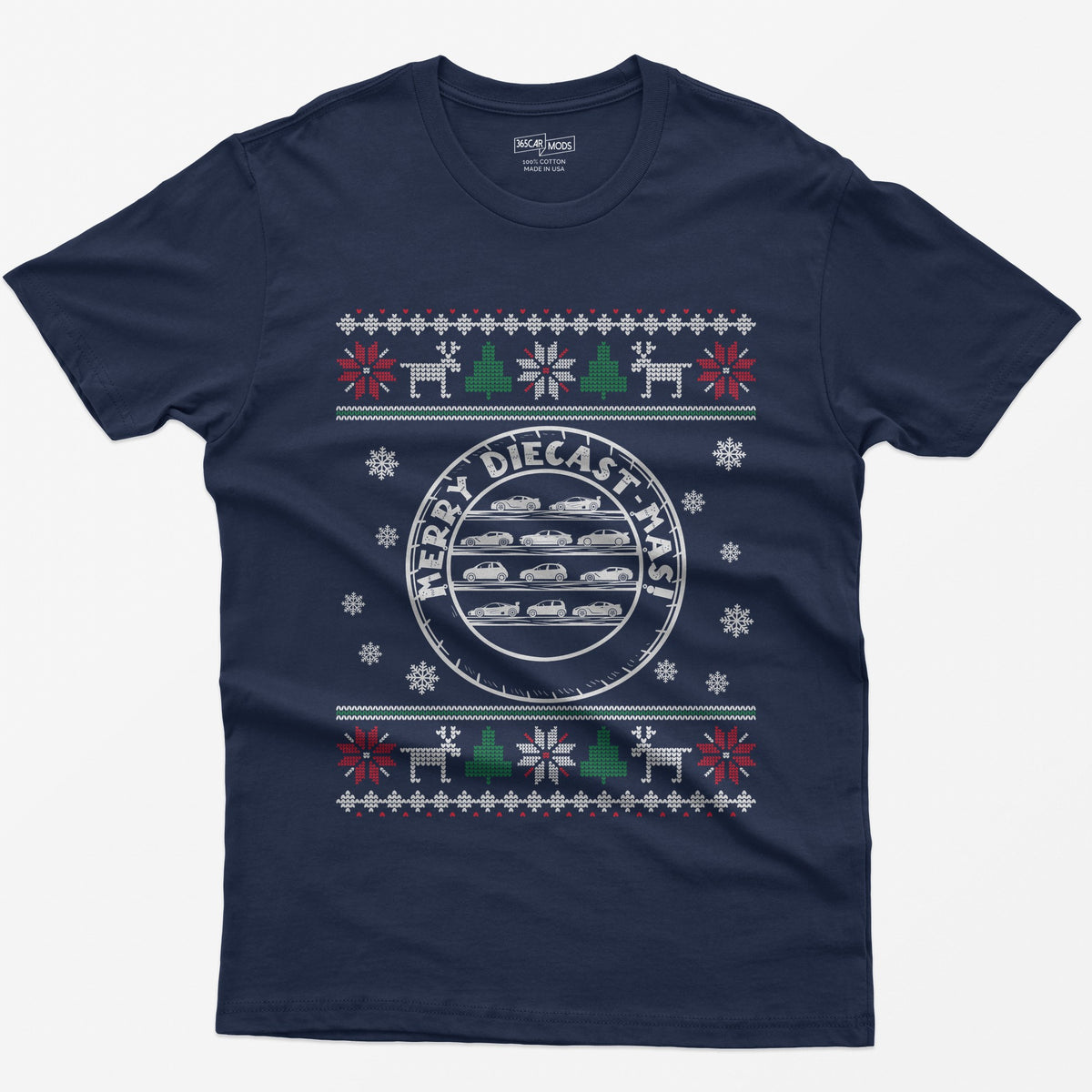 Merry Diecast-mas Display Case Christmas T-Shirt - Navy