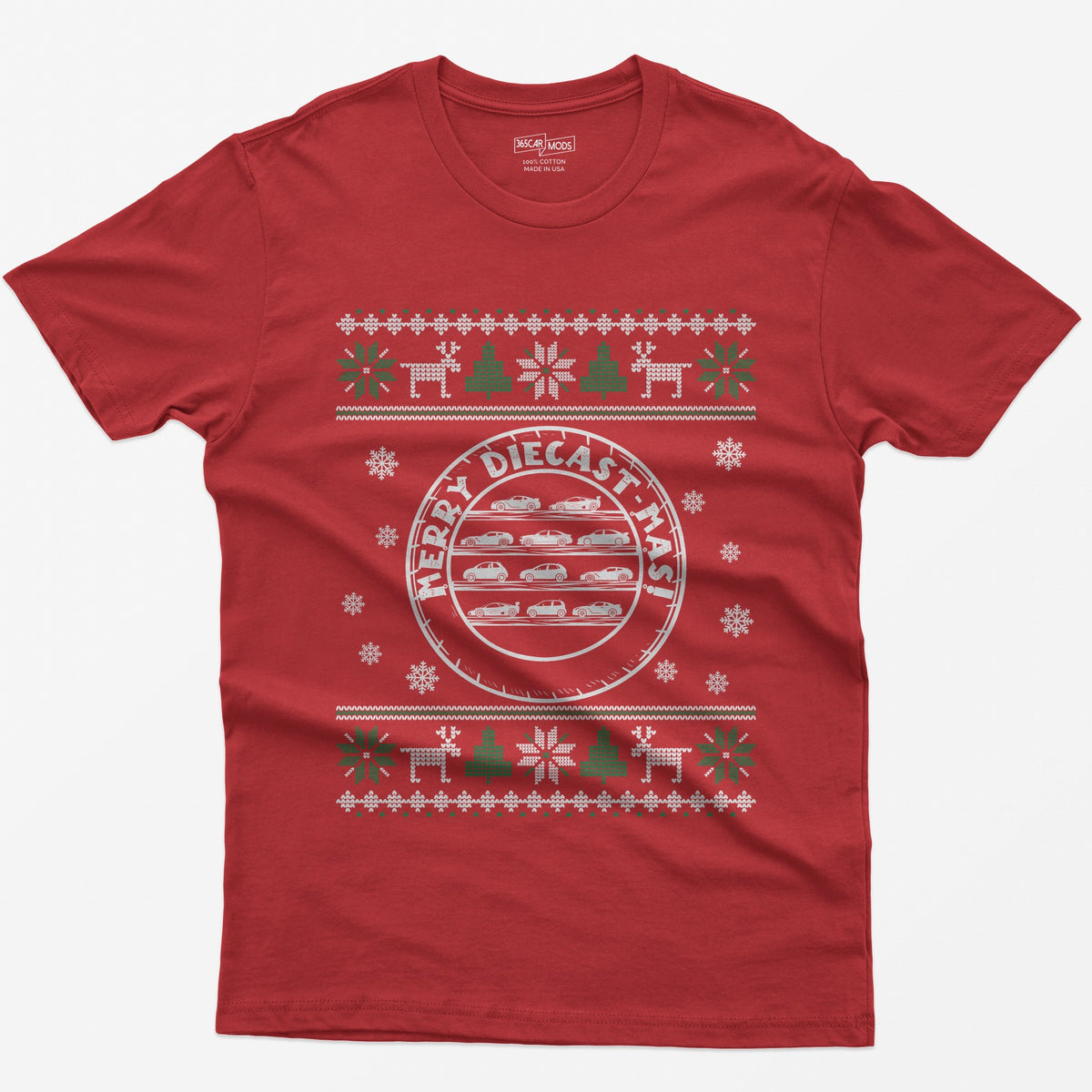 Merry Diecast-mas Display Case Christmas T-Shirt - Red