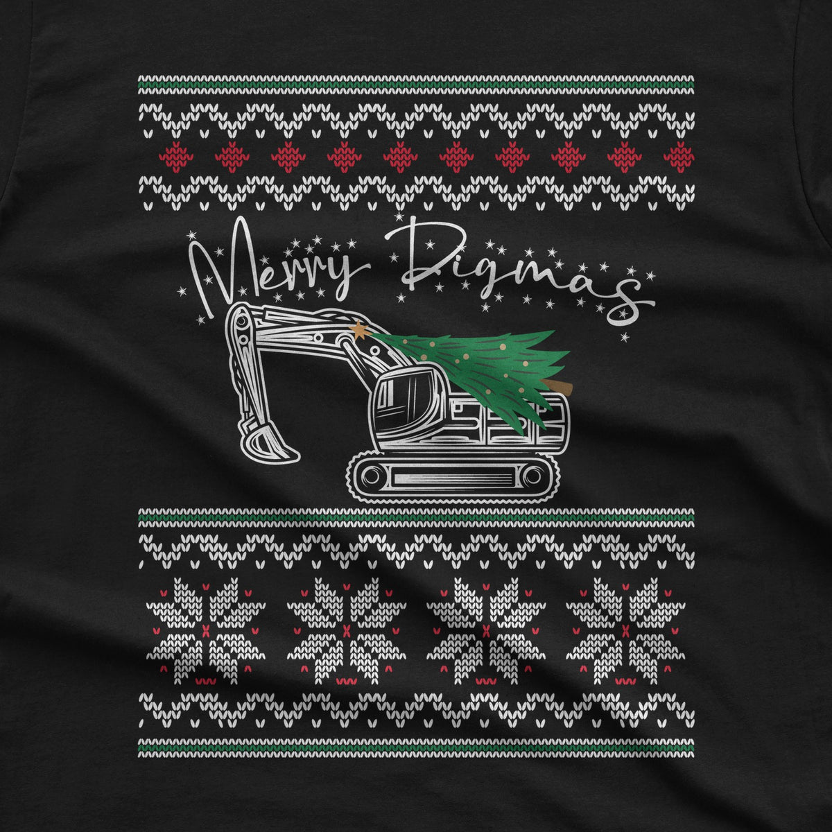 Merry Digmas Excavator T-Shirt design close-up