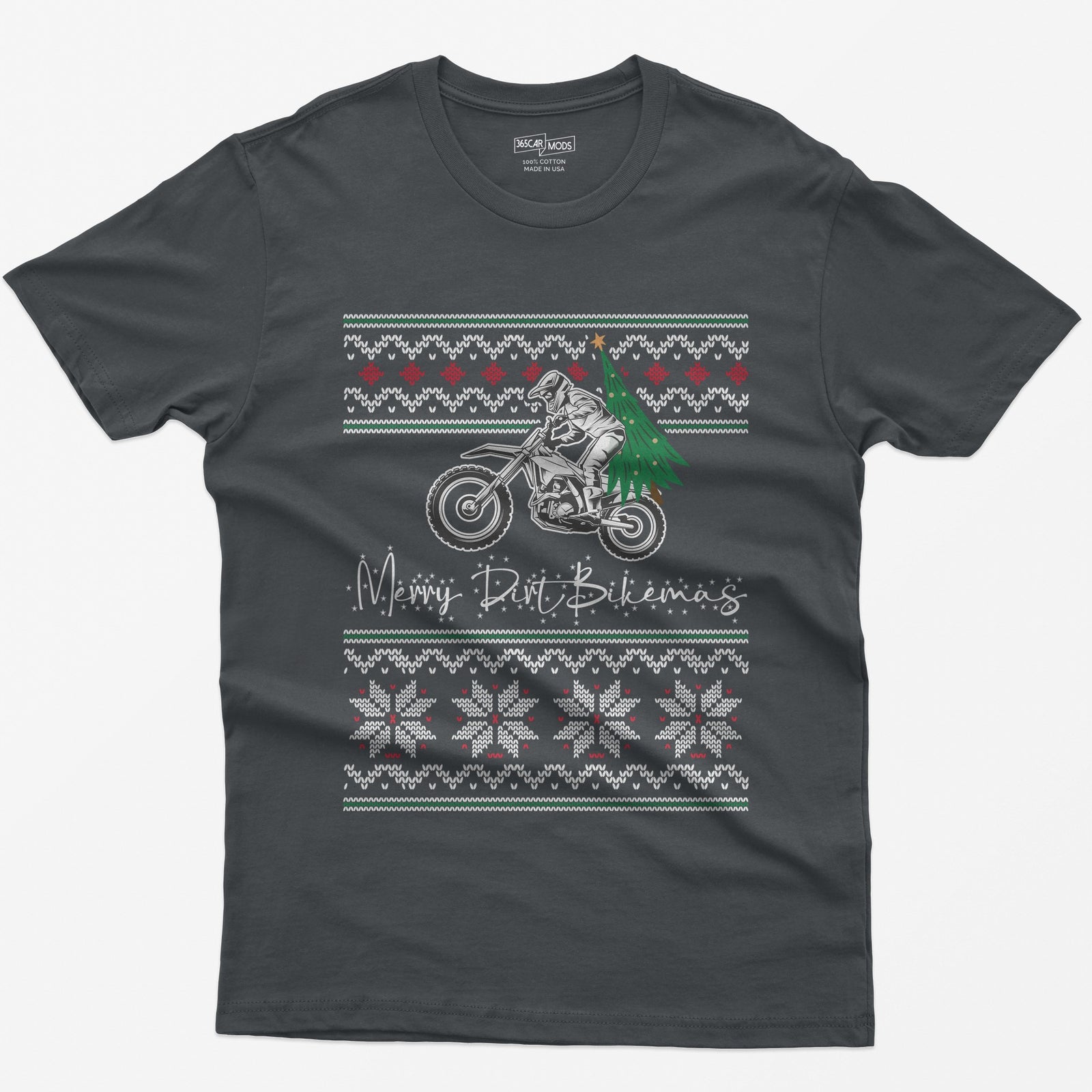 Merry Dirt Bikemas Christmas T-Shirt - Charcoal