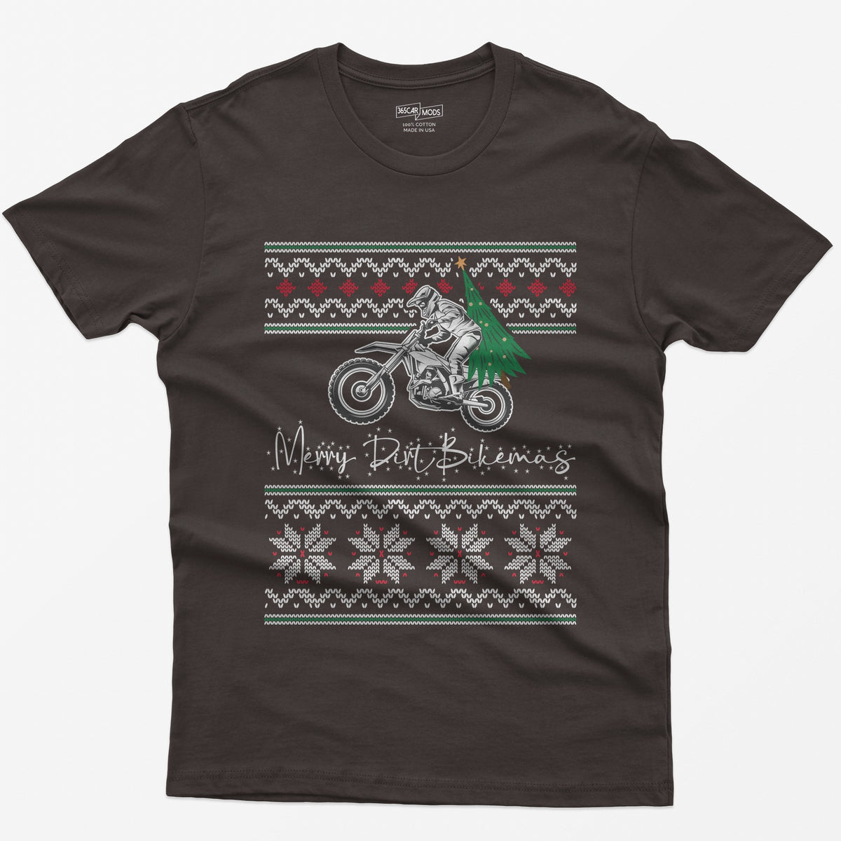 Merry Dirt Bikemas Christmas T-Shirt - Dark Chocolate