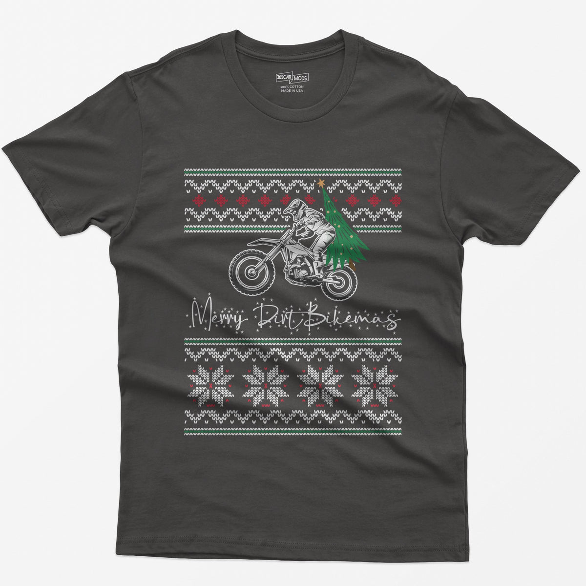 Merry Dirt Bikemas Christmas T-Shirt - Dark Heather