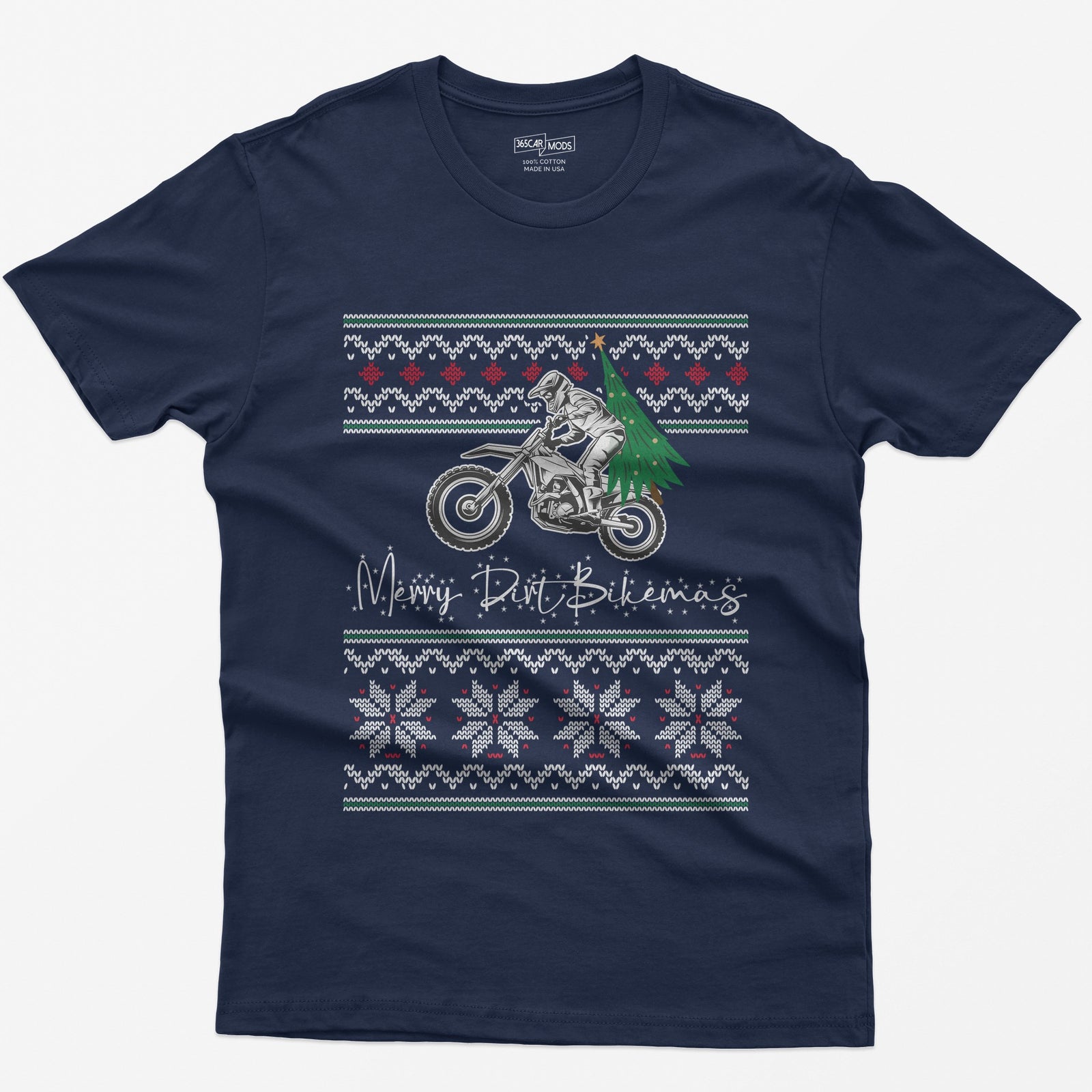 Merry Dirt Bikemas Christmas T-Shirt - Navy