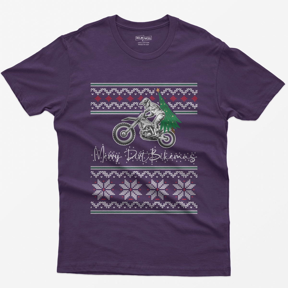 Merry Dirt Bikemas Christmas T-Shirt - Purple