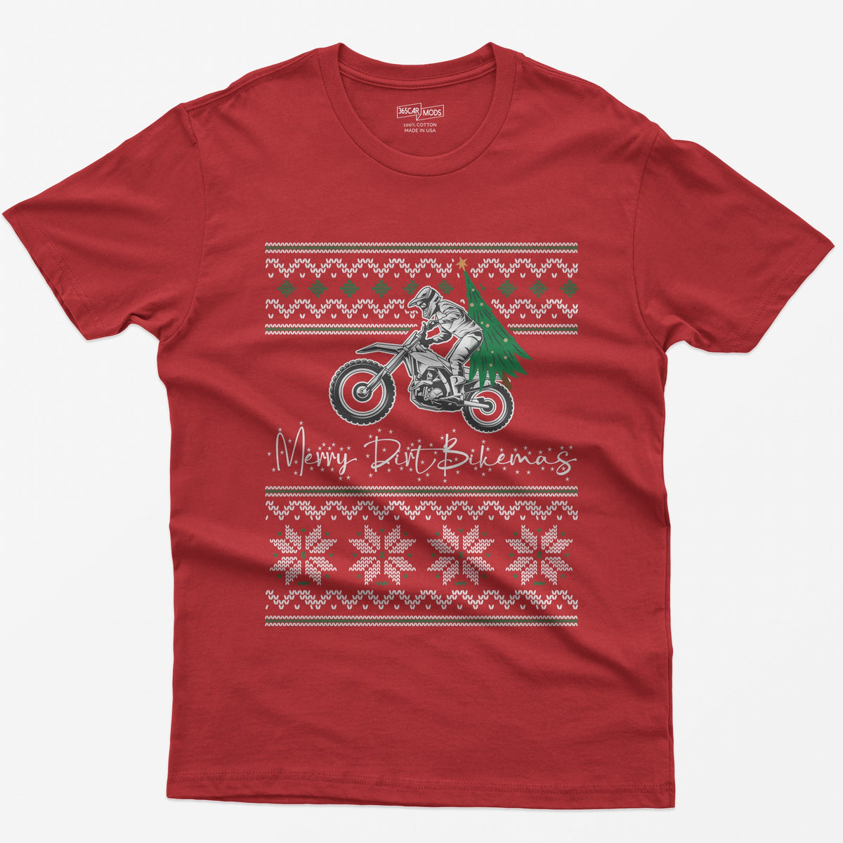 Merry Dirt Bikemas Christmas T-Shirt - Red