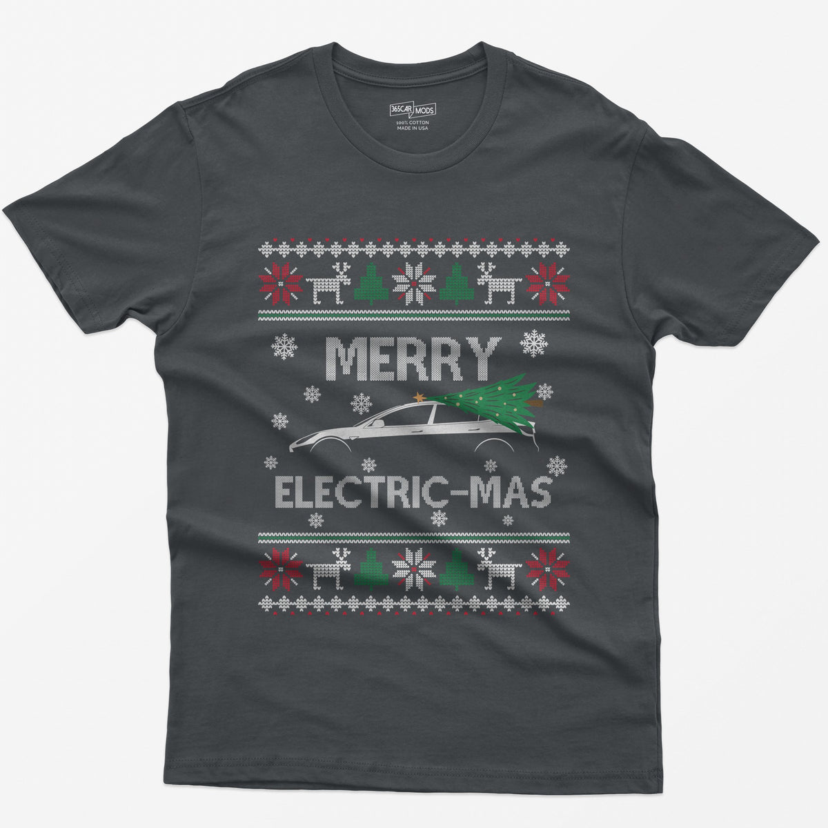 Merry Electric-mas EV Christmas T-Shirt - Charcoal