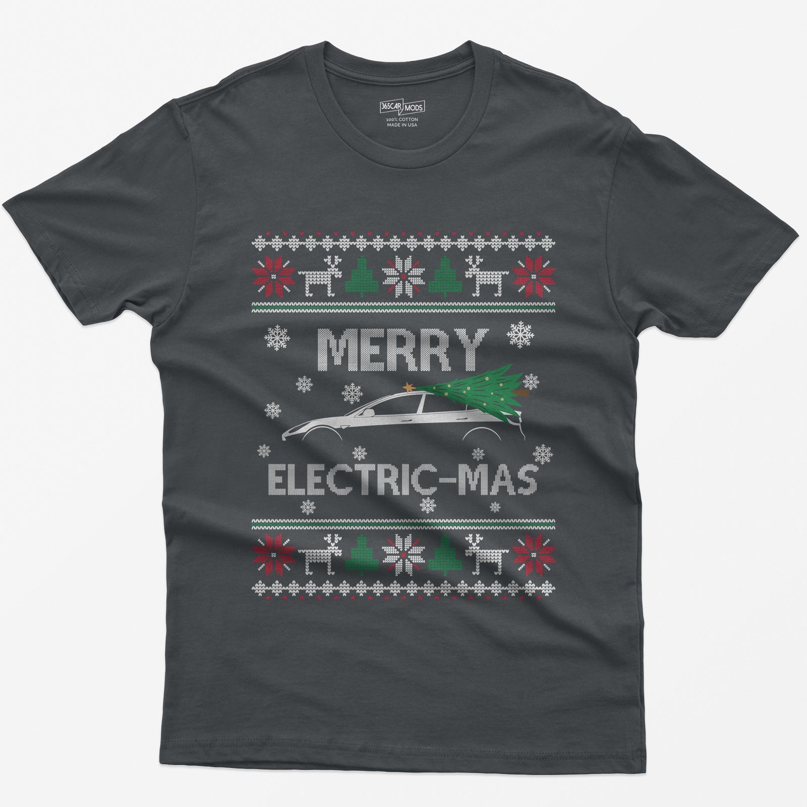 Merry Electric-mas EV Christmas T-Shirt - Charcoal