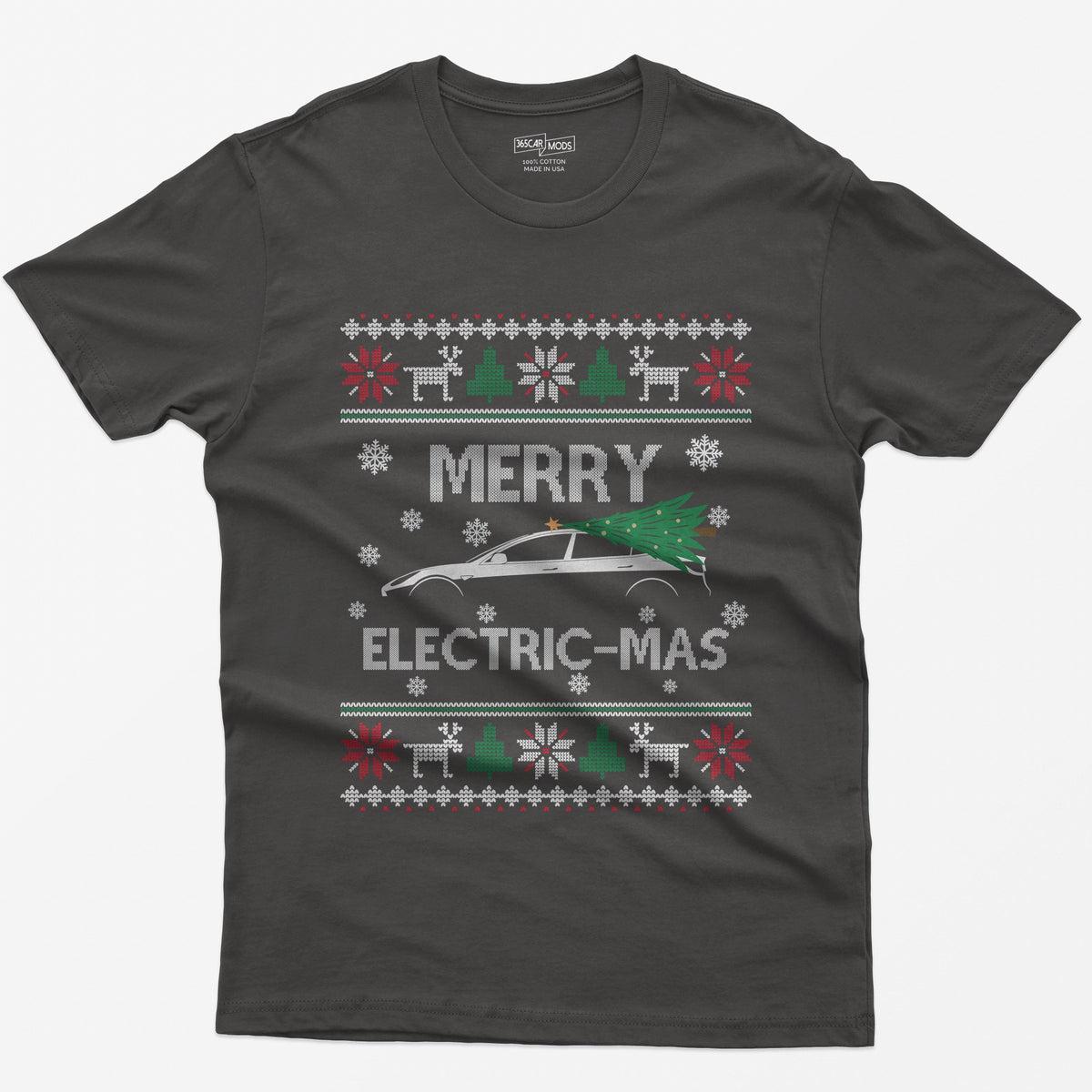 Merry Electric-mas EV Christmas T-Shirt - Dark Heather