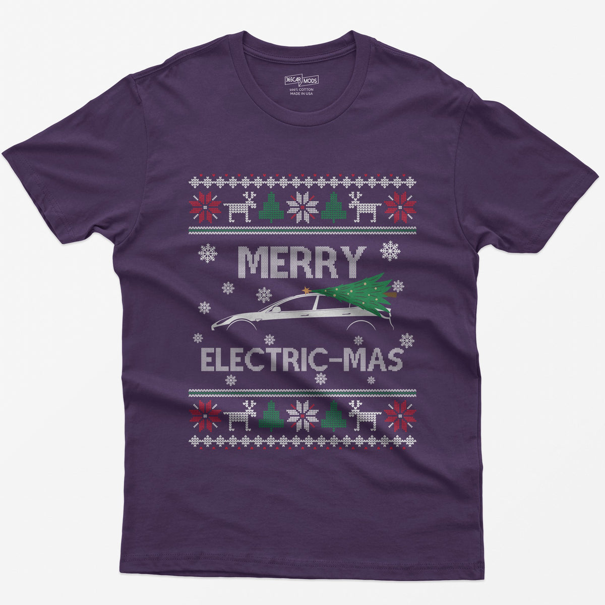 Merry Electric-mas EV Christmas T-Shirt - Purple