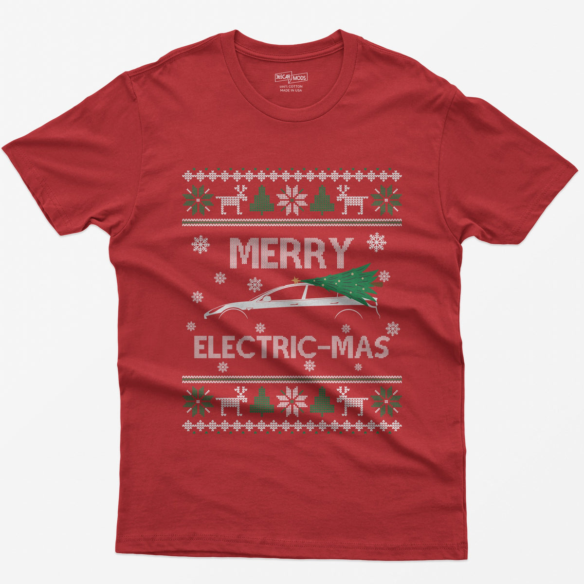 Merry Electric-mas EV Christmas T-Shirt - Red