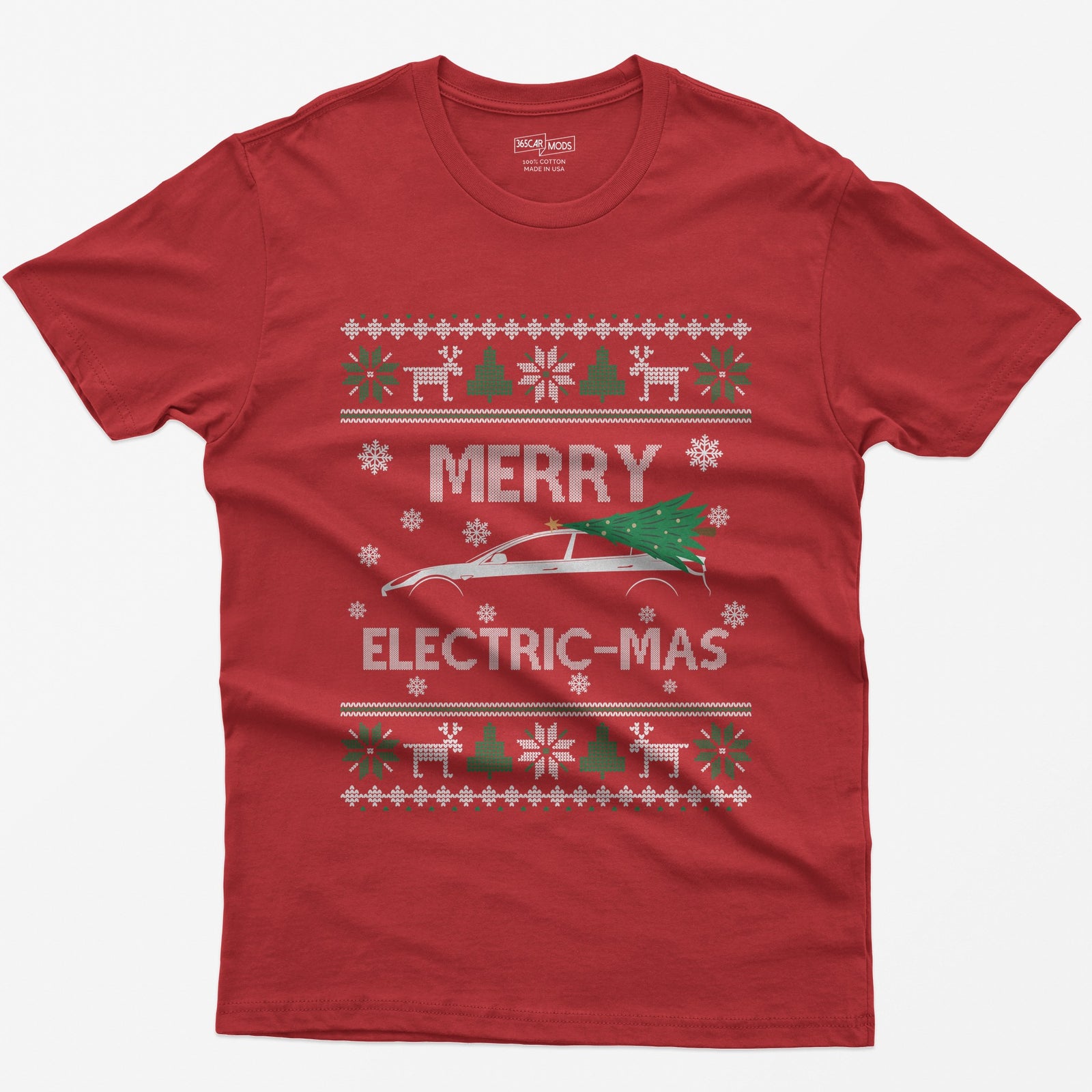 Merry Electric-mas EV Christmas T-Shirt - Red