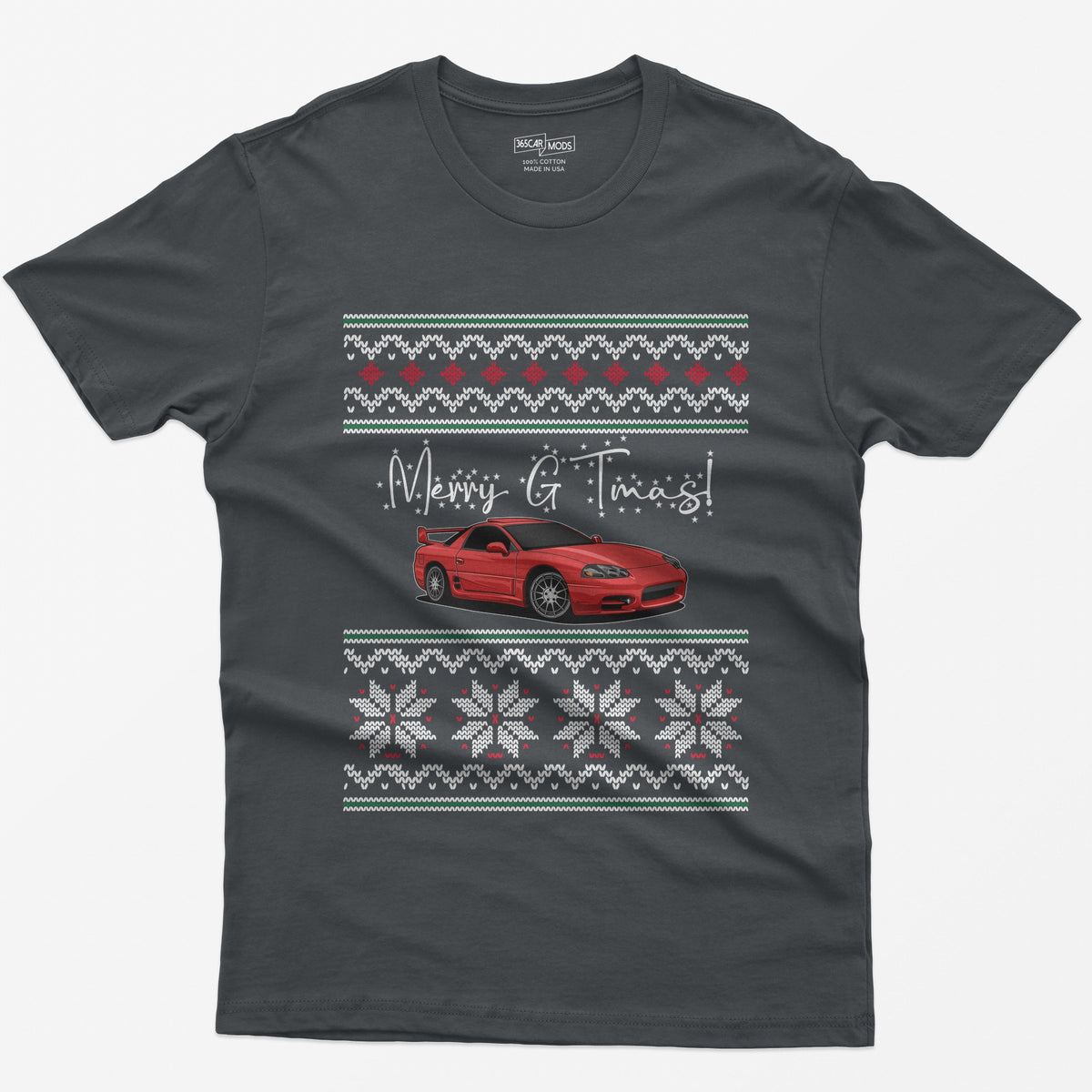 Merry GTmas JDM Sports Car Christmas T-Shirt - Charcoal