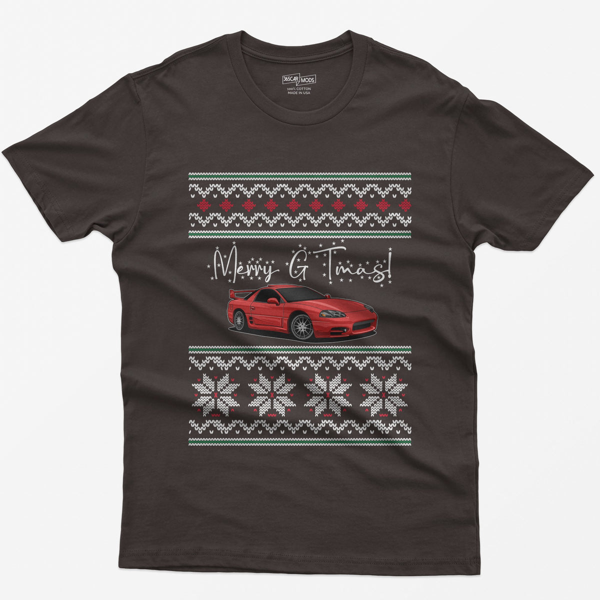Merry GTmas JDM Sports Car Christmas T-Shirt - Dark Chocolate