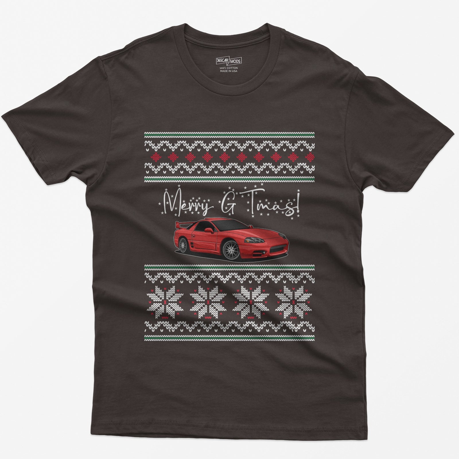 Merry GTmas JDM Sports Car Christmas T-Shirt - Dark Chocolate