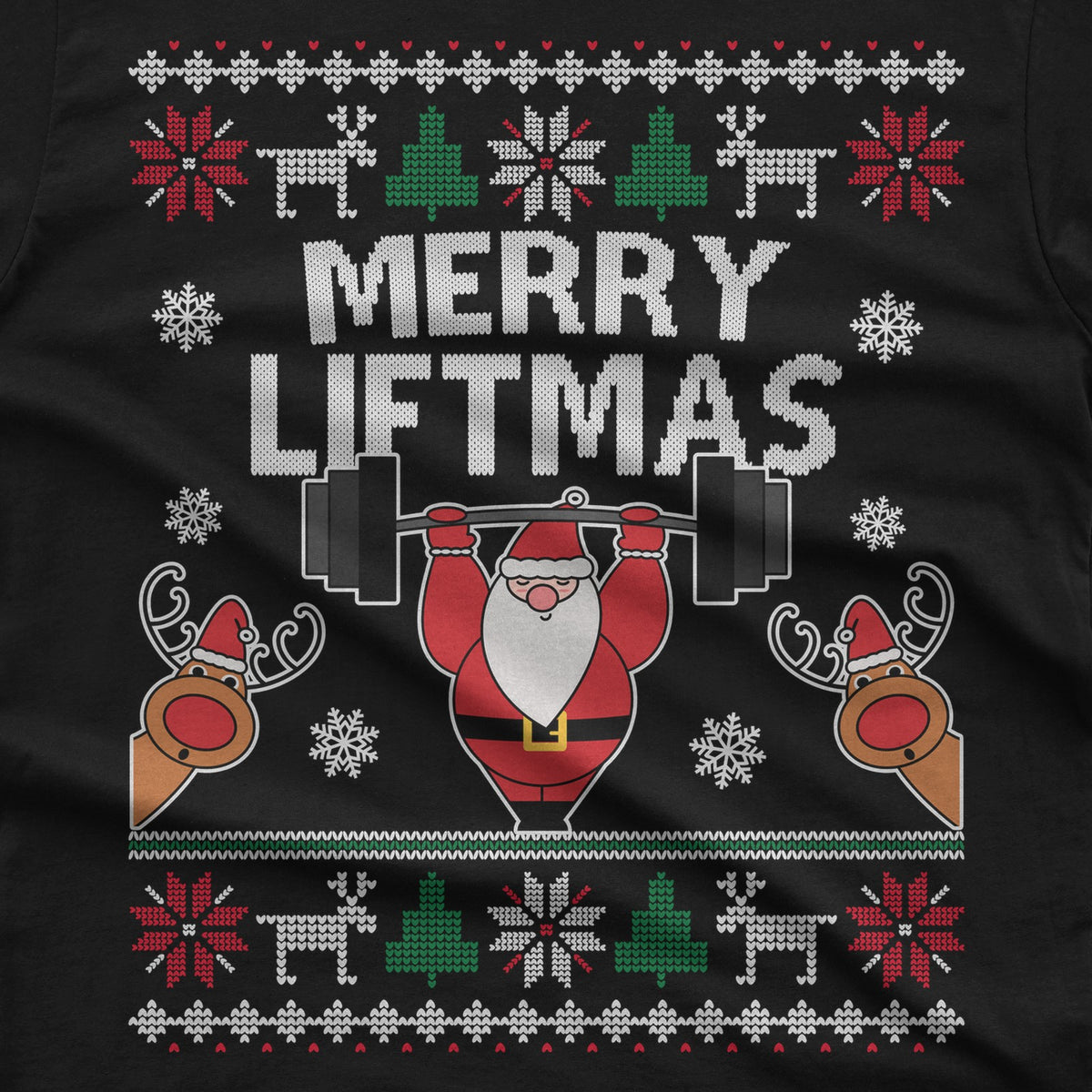 Merry Liftmas T-Shirt design close-up