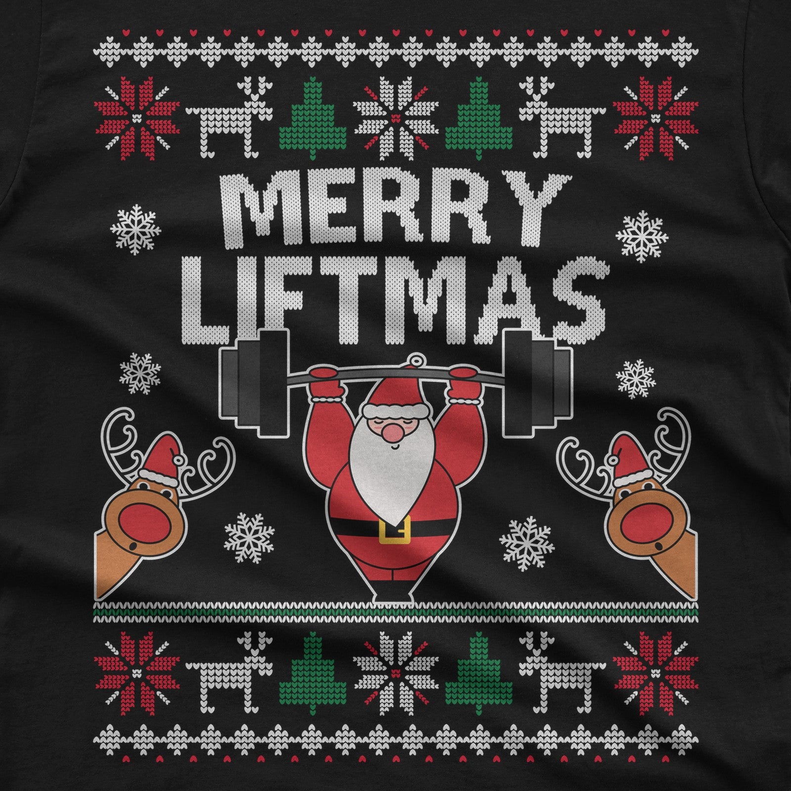 Merry Liftmas T-Shirt design close-up