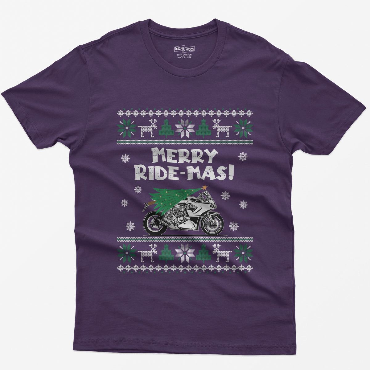 Merry Ride-mas Sportbike Christmas T-Shirt - Purple
