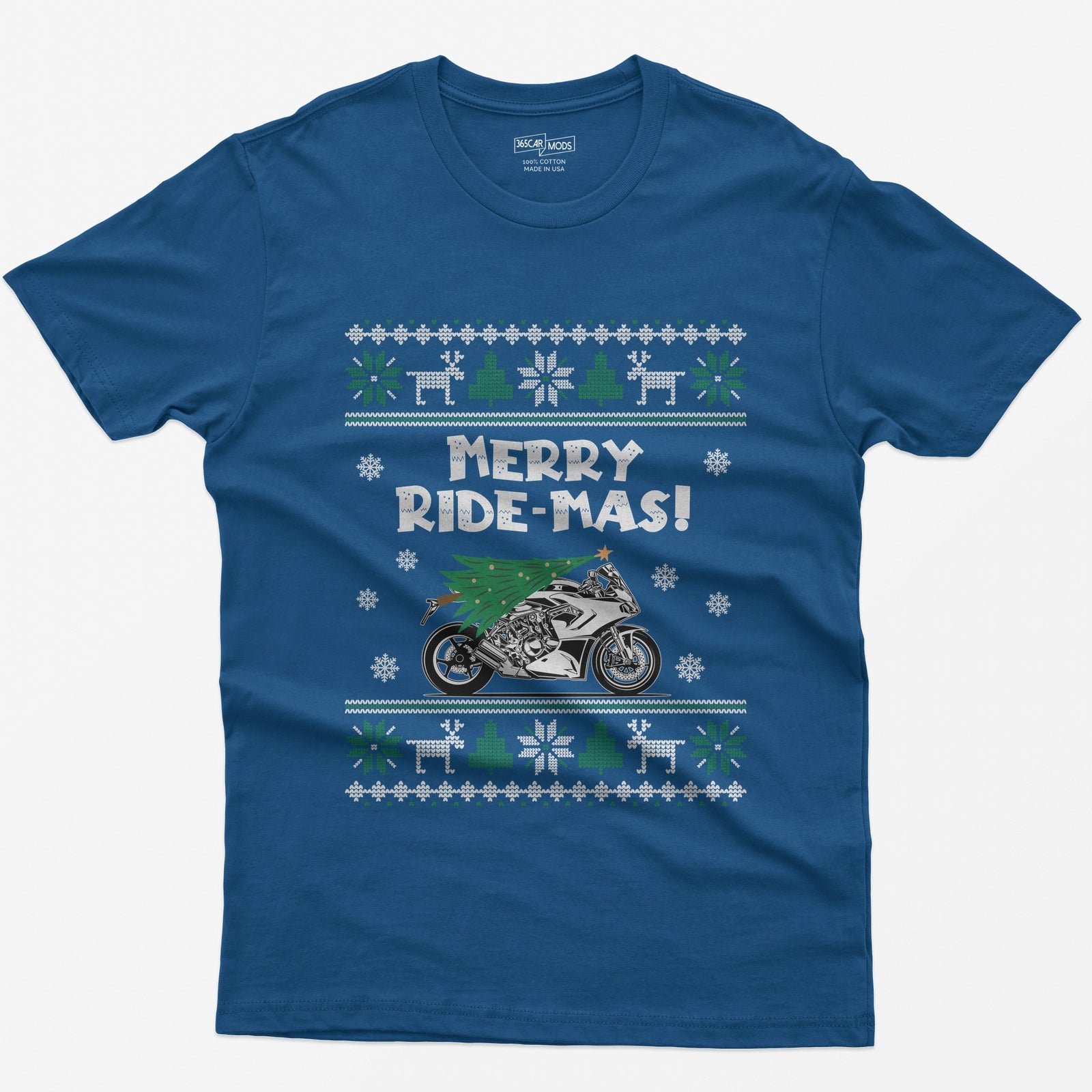 Merry Ride-mas Sportbike Christmas T-Shirt - Royal