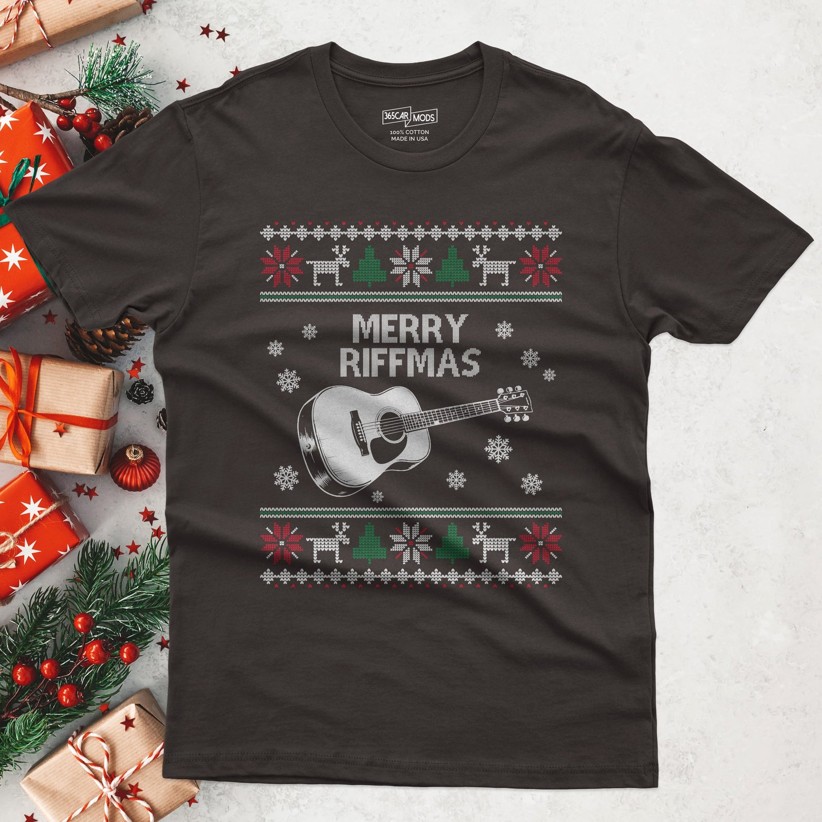 Merry Riffmas T-Shirt - Dark Chocolate