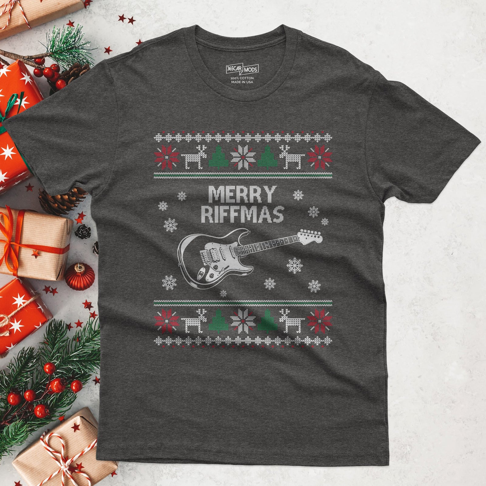 Merry Riffmas T-Shirt - Dark Heather