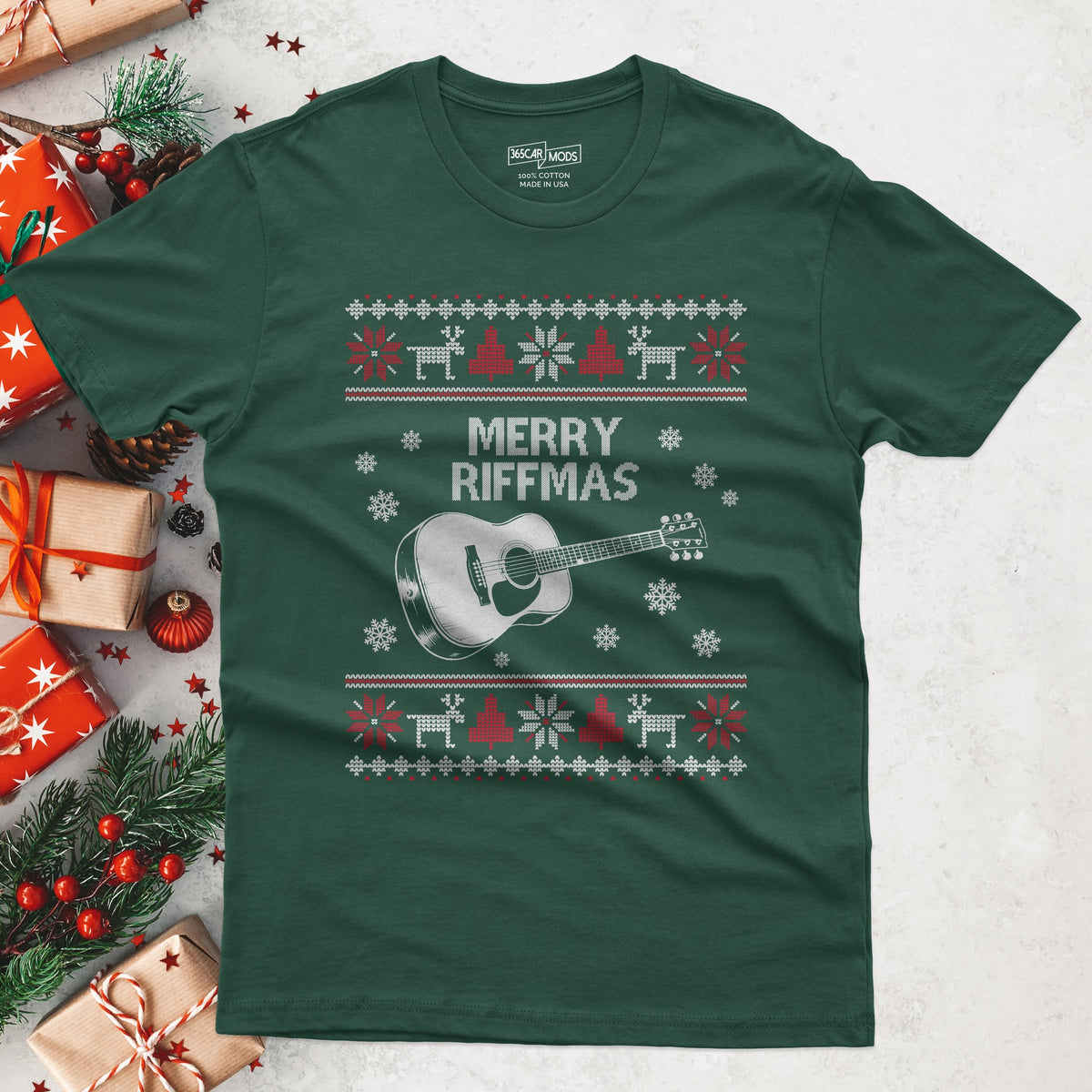 Merry Riffmas T-Shirt - Forest Green