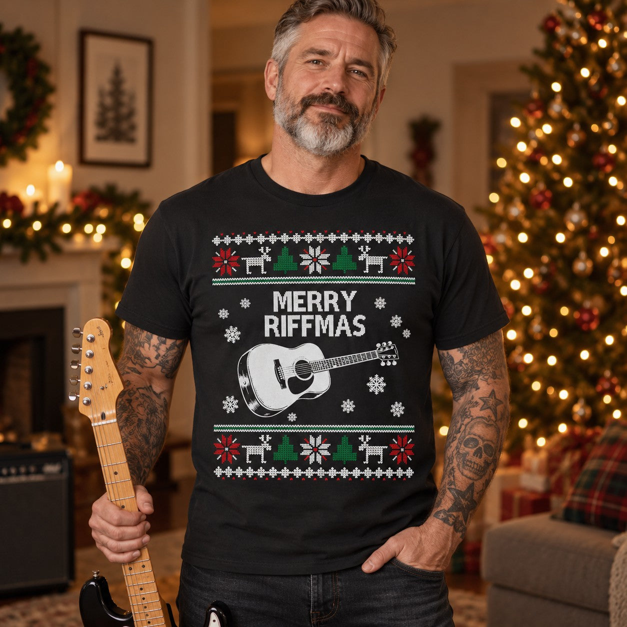 Merry Riffmas T-Shirt - lifestyle photo