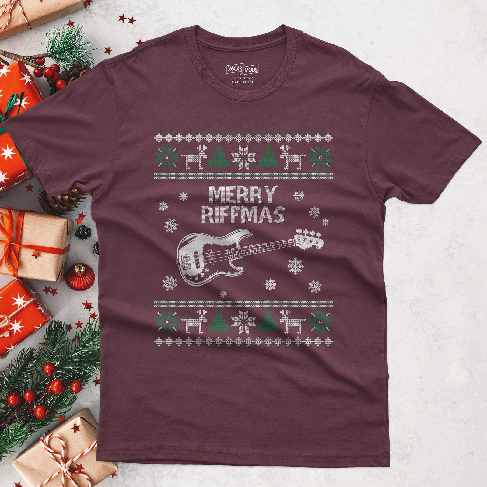 Merry Riffmas T-Shirt - Maroon