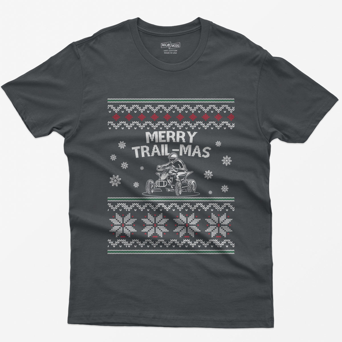 Merry Trail-mas ATV Christmas T-Shirt - Charcoal