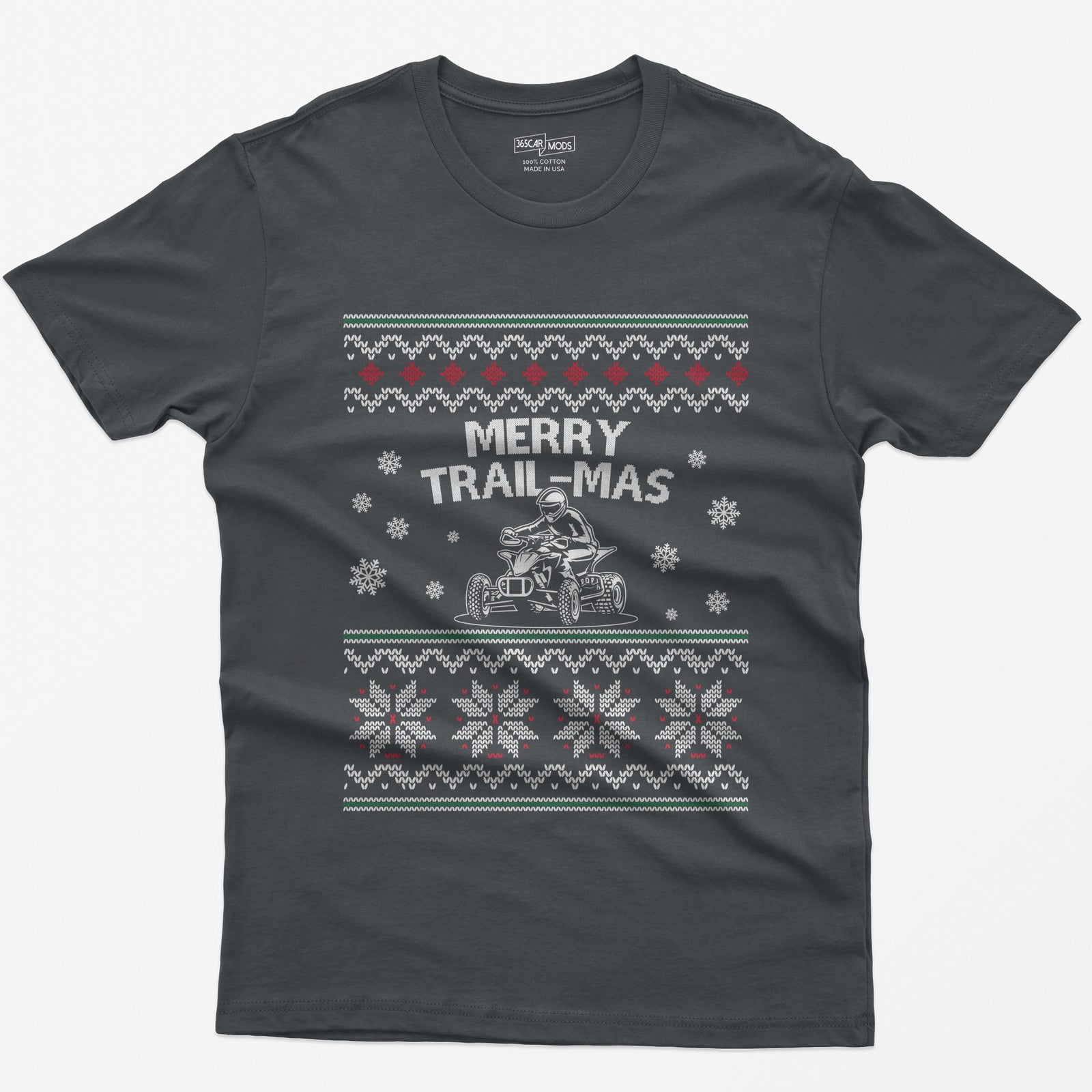 Merry Trail-mas ATV Christmas T-Shirt - Charcoal