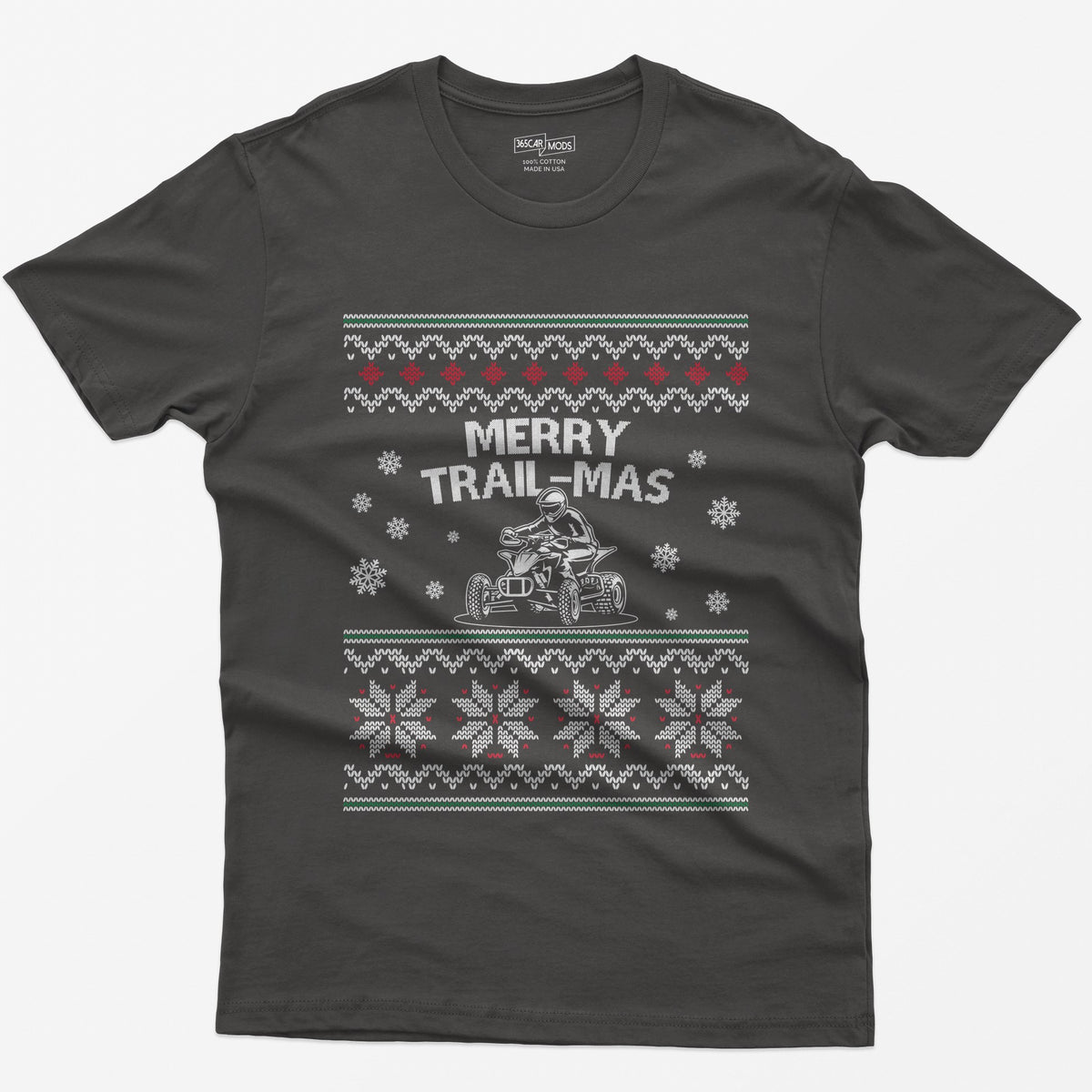 Merry Trail-mas ATV Christmas T-Shirt - Dark Heather