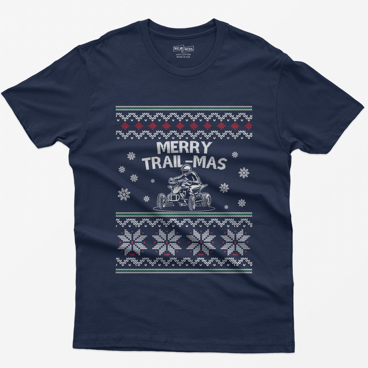 Merry Trail-mas ATV Christmas T-Shirt - Navy