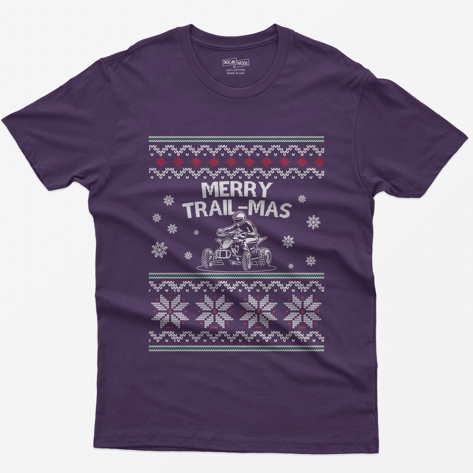 Merry Trail-mas ATV Christmas T-Shirt - Purple