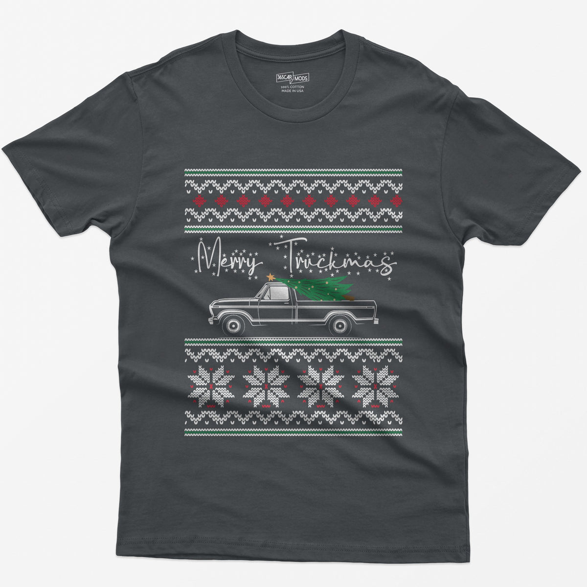 Merry Truckmas Classic Pickup Christmas T-Shirt - Charcoal
