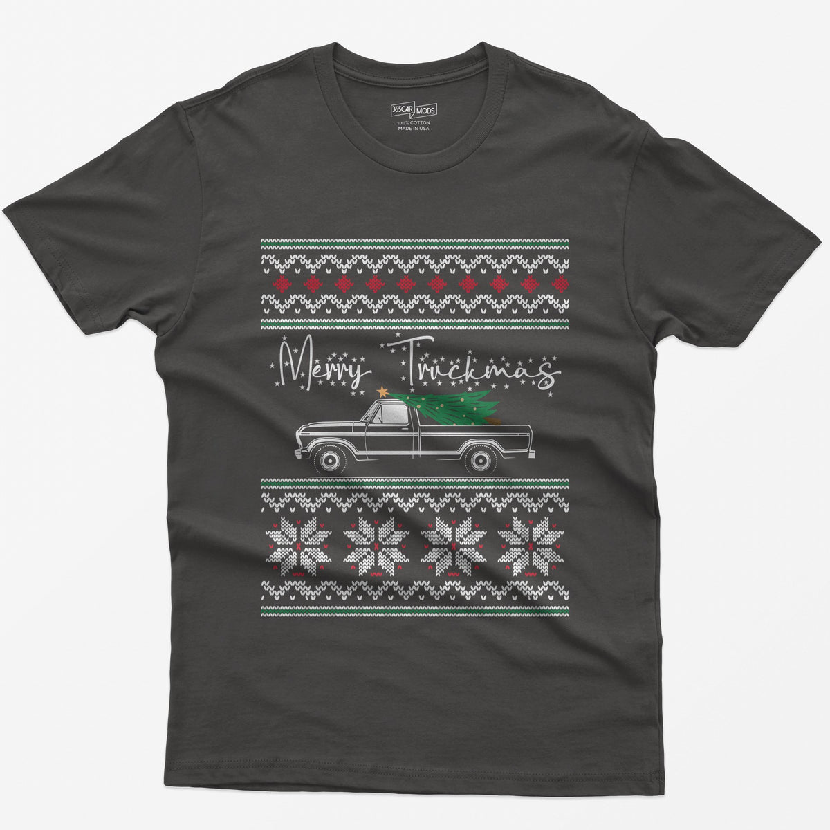Merry Truckmas Classic Pickup Christmas T-Shirt - Dark Heather