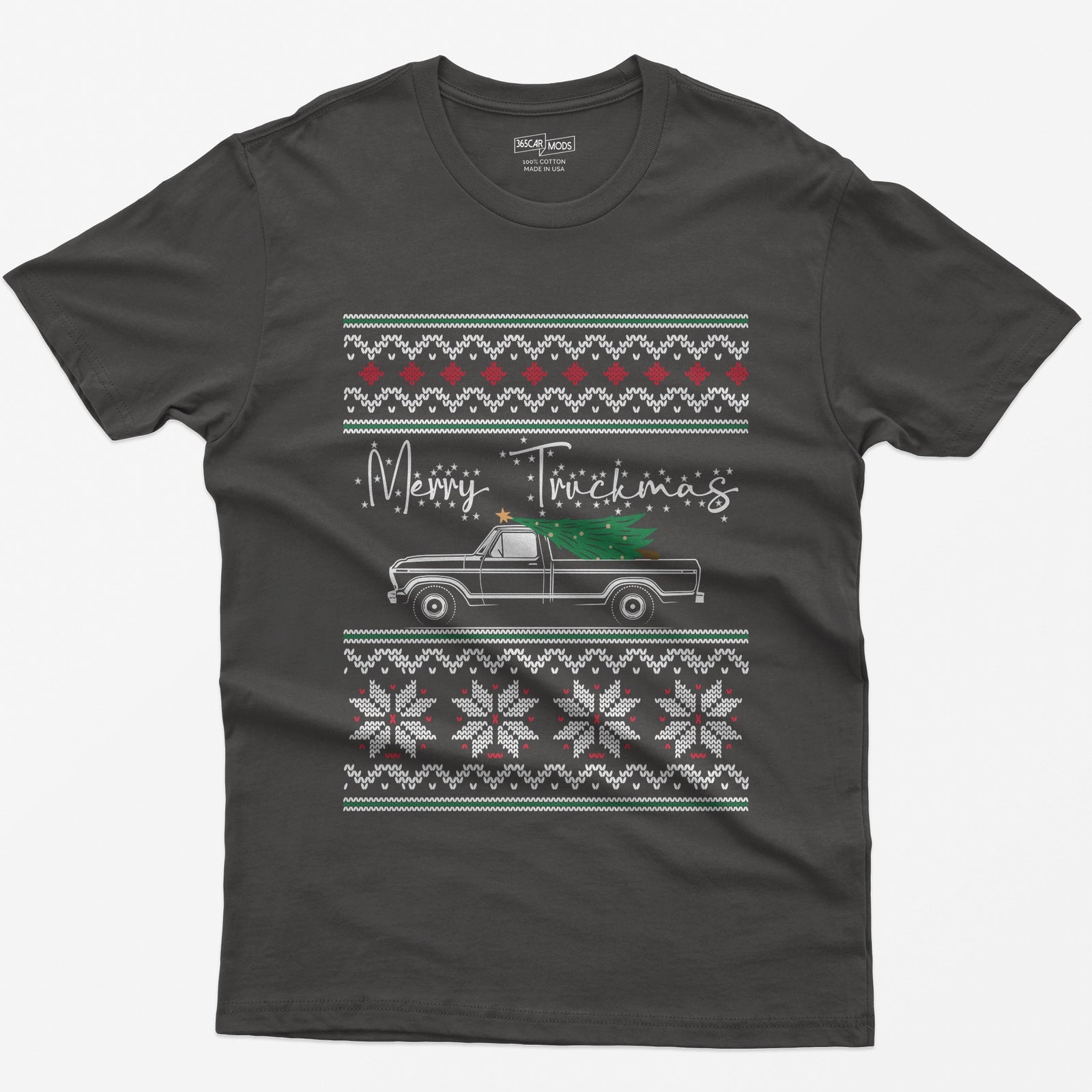Merry Truckmas Classic Pickup Christmas T-Shirt - Dark Heather