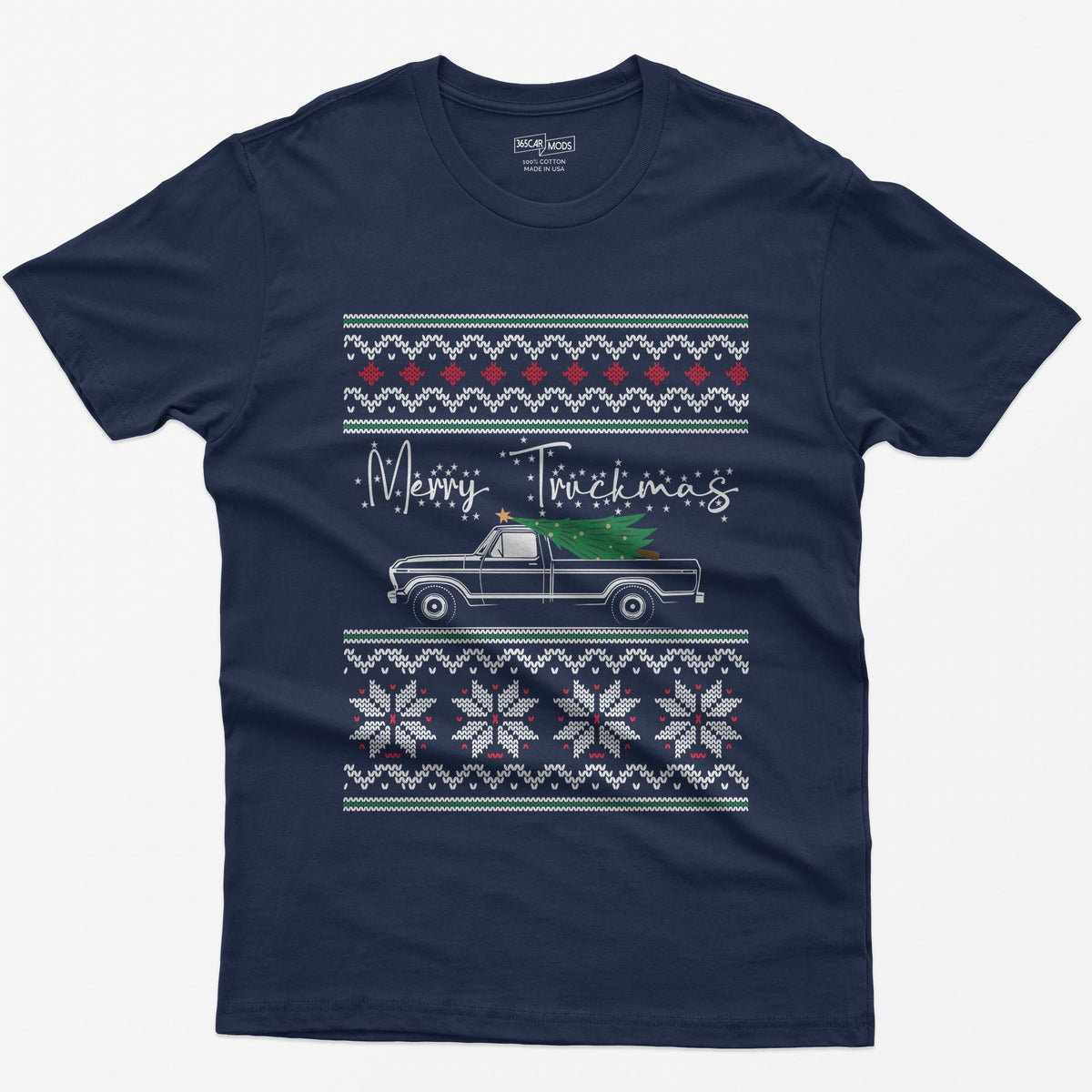 Merry Truckmas Classic Pickup Christmas T-Shirt - Navy