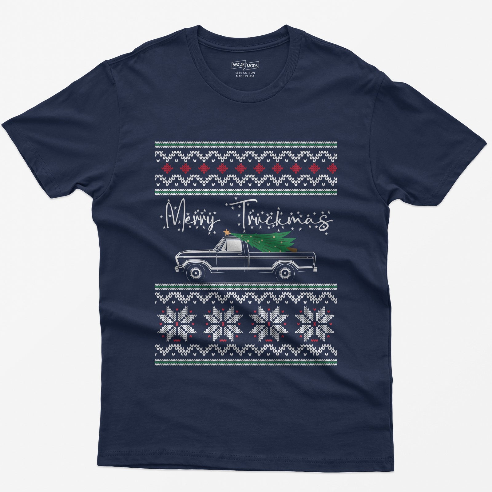 Merry Truckmas Classic Pickup Christmas T-Shirt - Navy
